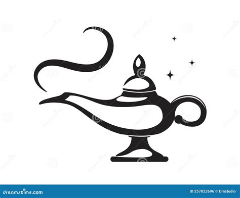 Vector Black and White Genie Magic Aladdin Lamp Stock Vector ...