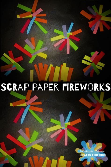 Scrap paper fireworks craft for kids | Fireworks craft for kids ...