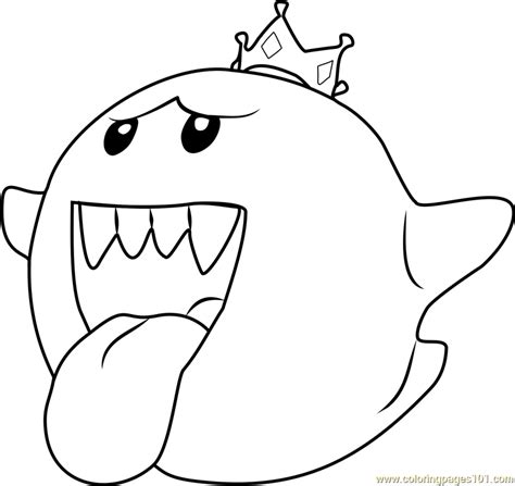 King Boo Coloring Page for Kids - Free Super Mario Printable Coloring ...