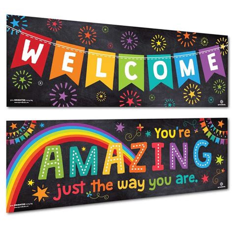 Welcome Banner - Pennant & Rainbow Themes | Classroom banner, Classroom ...