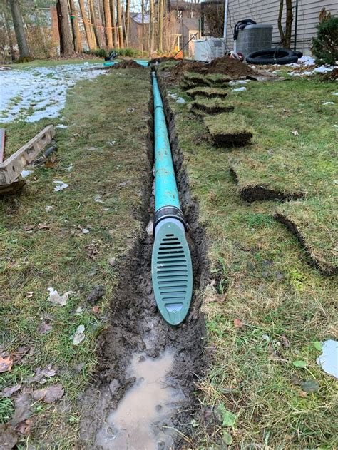 Underground Drain Pipe Flowing Water from Foundation French Drain to a ...