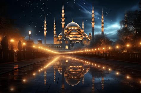 Premium AI Image | blue mosque at night