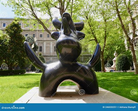 Madrid, Spain, 12.04.2022. Joan Miro Sculpture in Courtyard of National ...