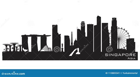 Singapore City Skyline Vector Silhouette | CartoonDealer.com #113883341