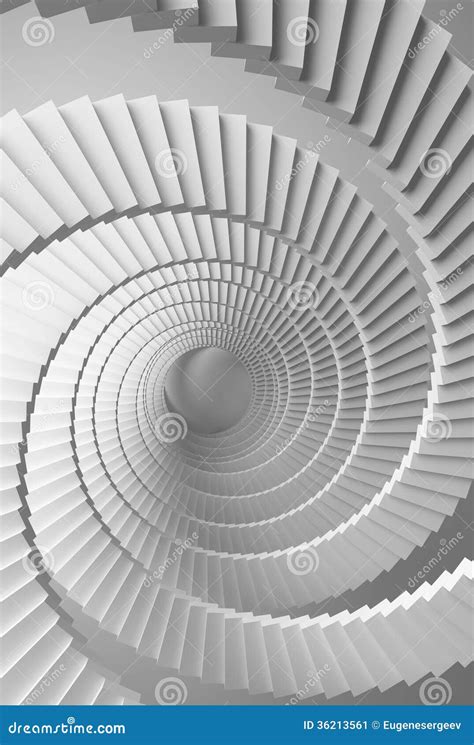 White Spiral Stairs Perspective Stock Illustration - Illustration of ...