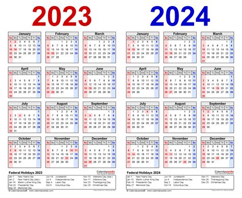 2023-2024 Calendar - Printable Template Calendar