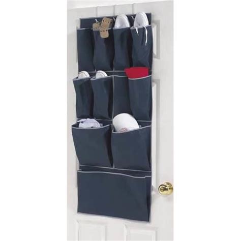 Over Door Hanging Organizer - Navy Blue with Silver Grey Binding