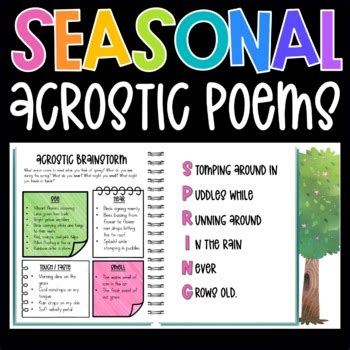 Seasonal Acrostic Poems by The Classroom Corner | TPT