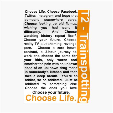 " Trainspotting 2 - Choose Life" Poster by indigowhisky | Redbubble