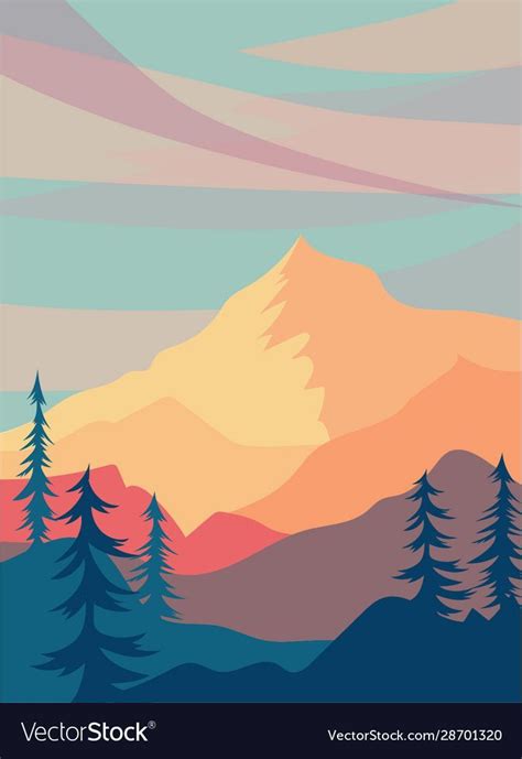 Sunny landscape with mountains vector image on VectorStock | Easy ...