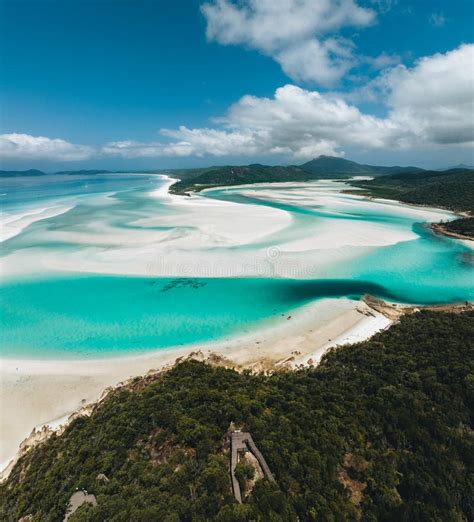 Aerial Drone View of Whitehaven Beach in the Whitsundays, Queensland ...