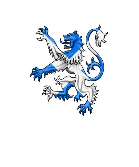 Scottish Rampant Lion Scotland Coat of Arms Saltire Flag Digital Art by ...