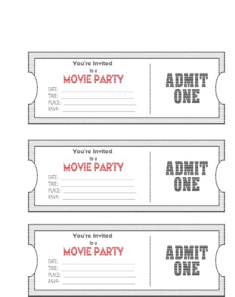 Printable Movie Ticket Template