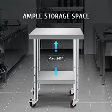24x18x34" Stainless Steel Work Table with Wheels