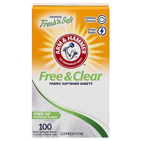 Arm & Hammer Free & Clear Fabric Softener Sheets 100 ea | Laundry ...