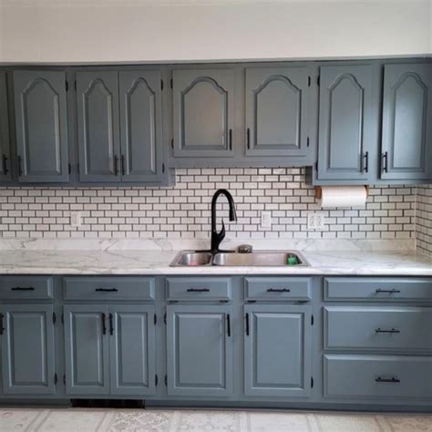 Blue-Gray Cabinetry | Kitchen Cabinets Painted Sherwin-Williams Slate Tile