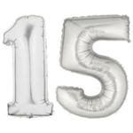 Large Gold Number 15 Balloon, 15th Birthday Balloons