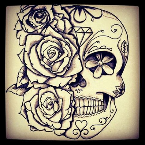 Skull And Roses Drawing at GetDrawings | Free download