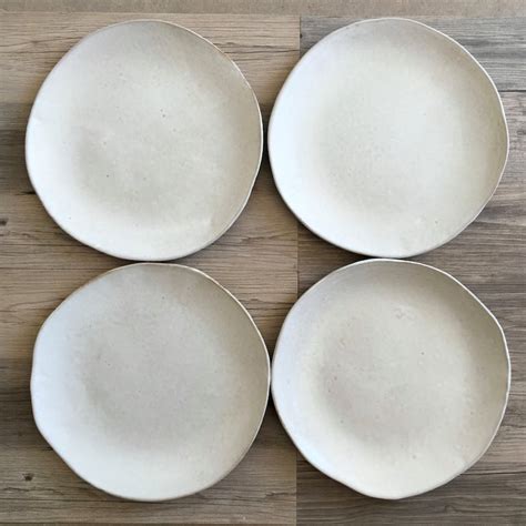 White Ceramic Dinner Plates Set of 4 white on - Etsy