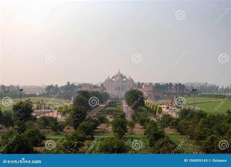 Facade of a Temple Akshardham in Delhi, India Stock Image - Image of ...