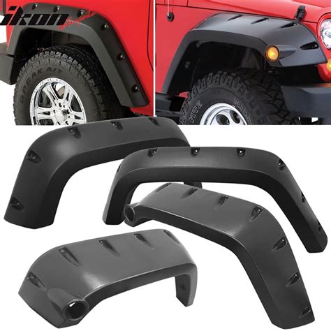 Compatible with 07-17 Jeep Wrangler JK Pocket Style Fender Flares 4DR ...