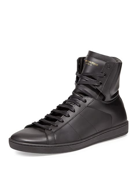 Saint laurent Men's Leather High-top Sneaker in Black for Men | Lyst