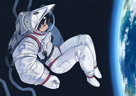 HD wallpaper: Anime, Original, Astronaut, Earth, Girl, Space ...