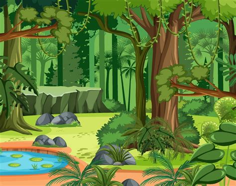 Jungle scene with liana and many trees 2203263 Vector Art at Vecteezy