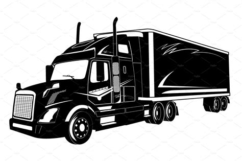 icon of truck, semi truck, vector ~ Illustrations ~ Creative Market