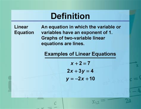 Definition--Equation Concepts--Linear Equation | Media4Math