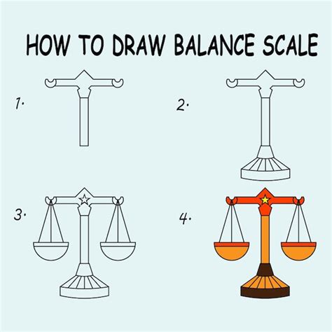 Premium Vector | Step by step to draw a balance scale. drawing tutorial ...