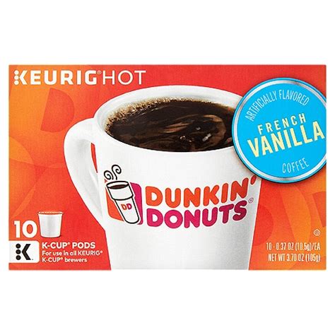 Dunkin' Donuts French Vanilla Coffee K-Cup Pods, 0.37 oz, 10 count ...