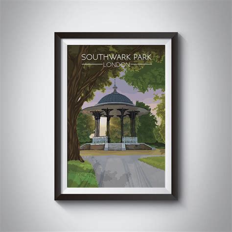 Southwark Park London Travel Poster Art Print By Bucket List Prints