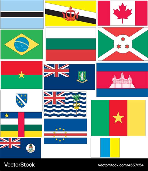 Set of 16 flags countries started with b and c Vector Image