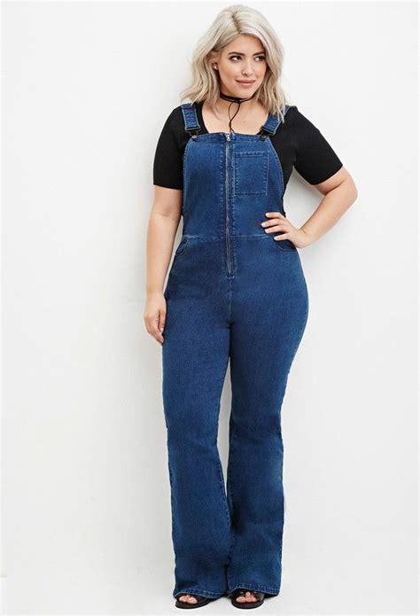 Forever 21 FOREVER 21+ Plus Size Zipped Denim Overalls | Moda para ...