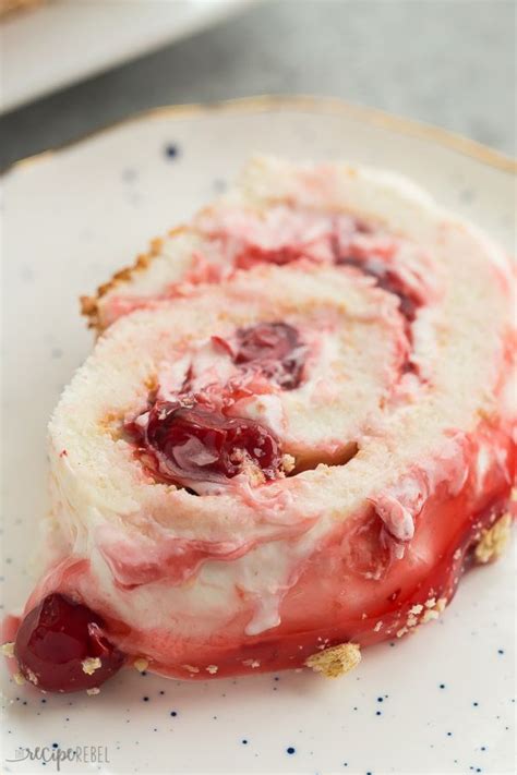 This Cherry Cheesecake Angel Food Cake Roll is the best kind of roll ...