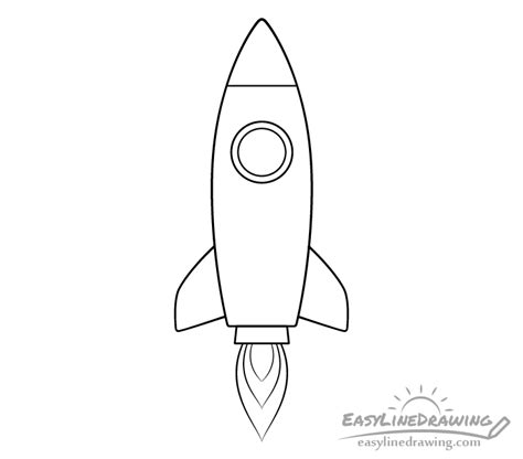 How to Draw a Rocket Step by Step - EasyLineDrawing