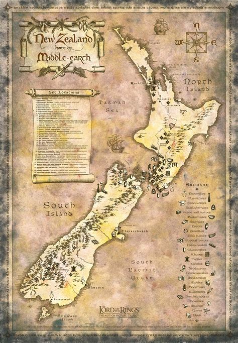 Map of Lord of the Rings film locations in New Zealand - The Harp ...