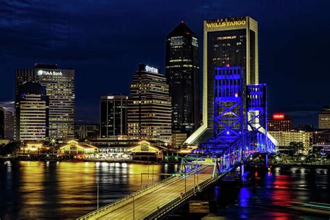 Jacksonville Nighttime Skyline Photograph by Kay Brewer