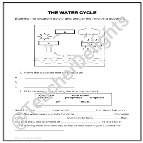 water cycle 4th grade worksheet