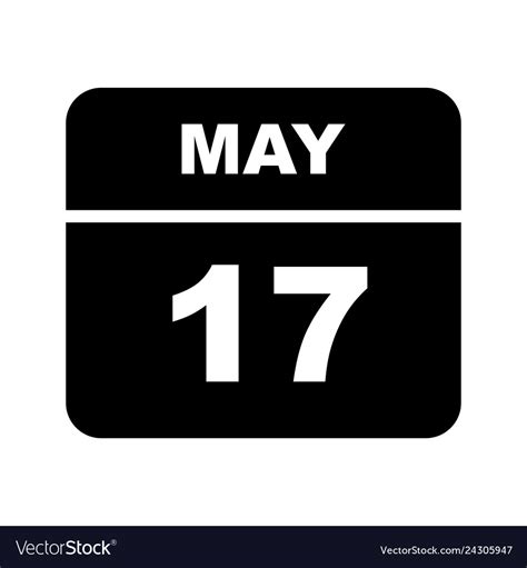 May 17th date on a single day calendar Royalty Free Vector