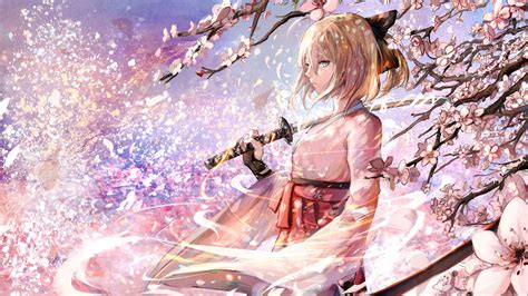 Wallpaper : anime girls, katana, cherry blossom, Fate Grand Order, Fate ...