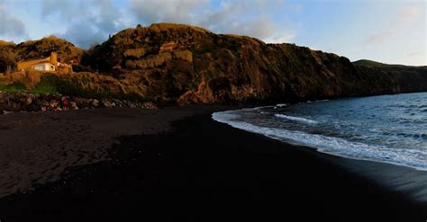 Drone Video of a Black Sand Beach on a Volcanic Island Free Stock Video ...