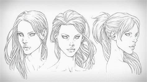 How To Draw Faces | Female Heads: Front, Side & Three Quarter View ...