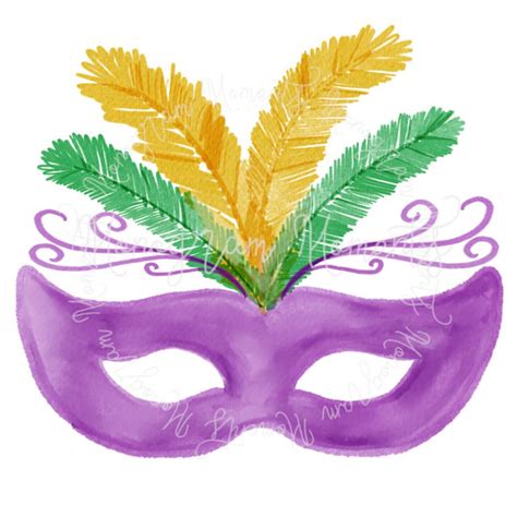 Watercolor Mardi Gras PNG Mardi Gras Mask Clipart for Digital Download ...