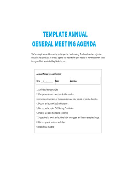 2024 Annual General Meeting Agenda Template - Fillable, Printable PDF ...