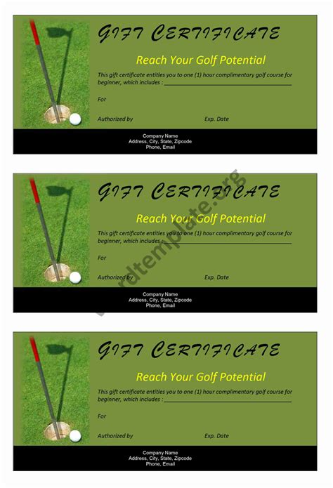 Golf Gift Certificate Template | Free Microsoft Word Templates