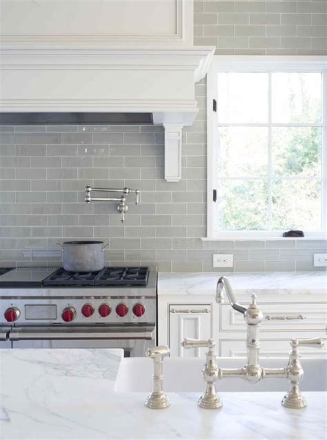 gray subway tile kitchen backsplash | Laurel Home