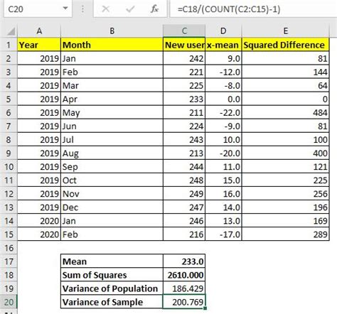 How to Calculate Variance in Excel