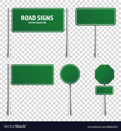 Road green traffic sign blank board with place Vector Image